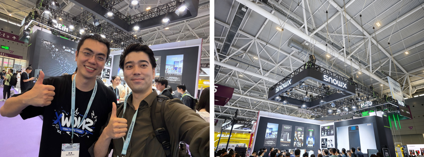 SnowX CEO Fangda Xu with Yuto Horiuchi and the SnowX booth at TCT Shenzhen 2026