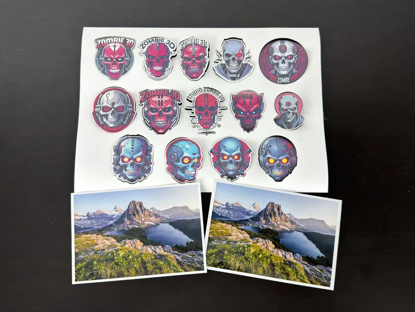 xTool M2 inkjet stickers and landscape photograph printing results