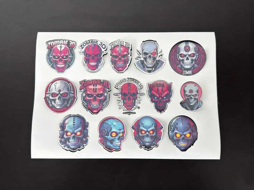 Printed sticker sheet with laser-cut outlines produced by the xTool M2