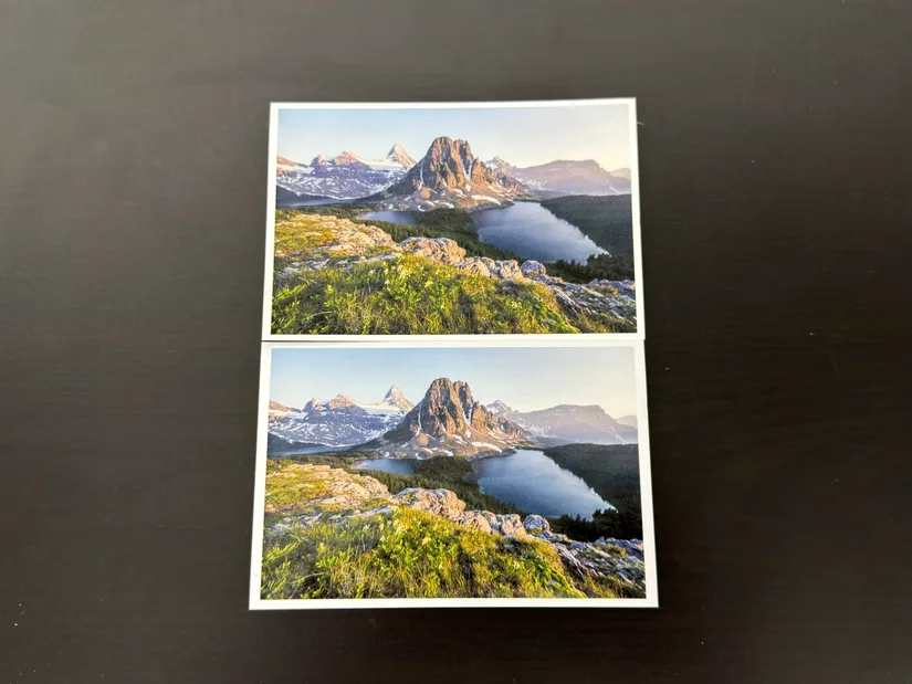 Landscape photo printed on matte and glossy paper with the xTool M2